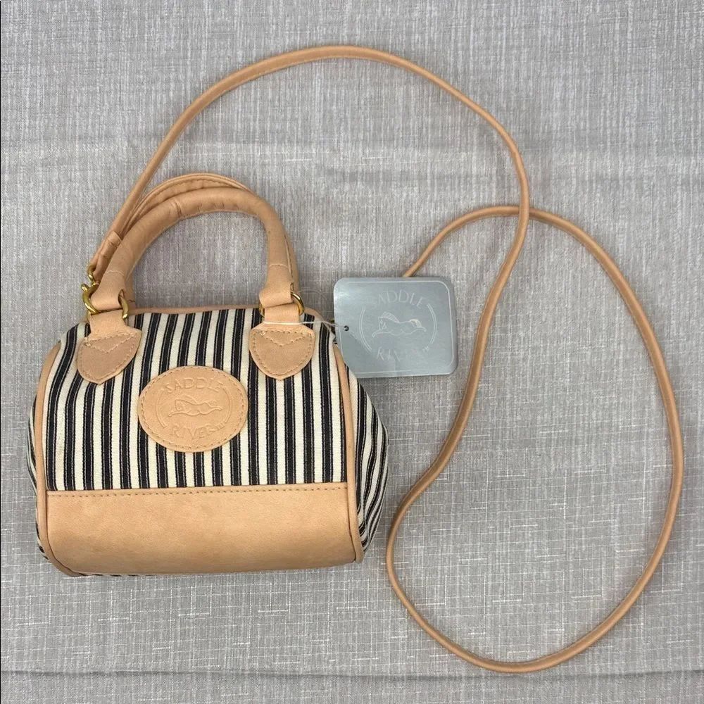 Saddle River Vintage Tan and Black Striped Women's Bag Mini NWT